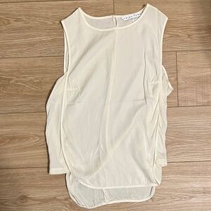 Trina Turk cream stretch silk sleeveless blouse